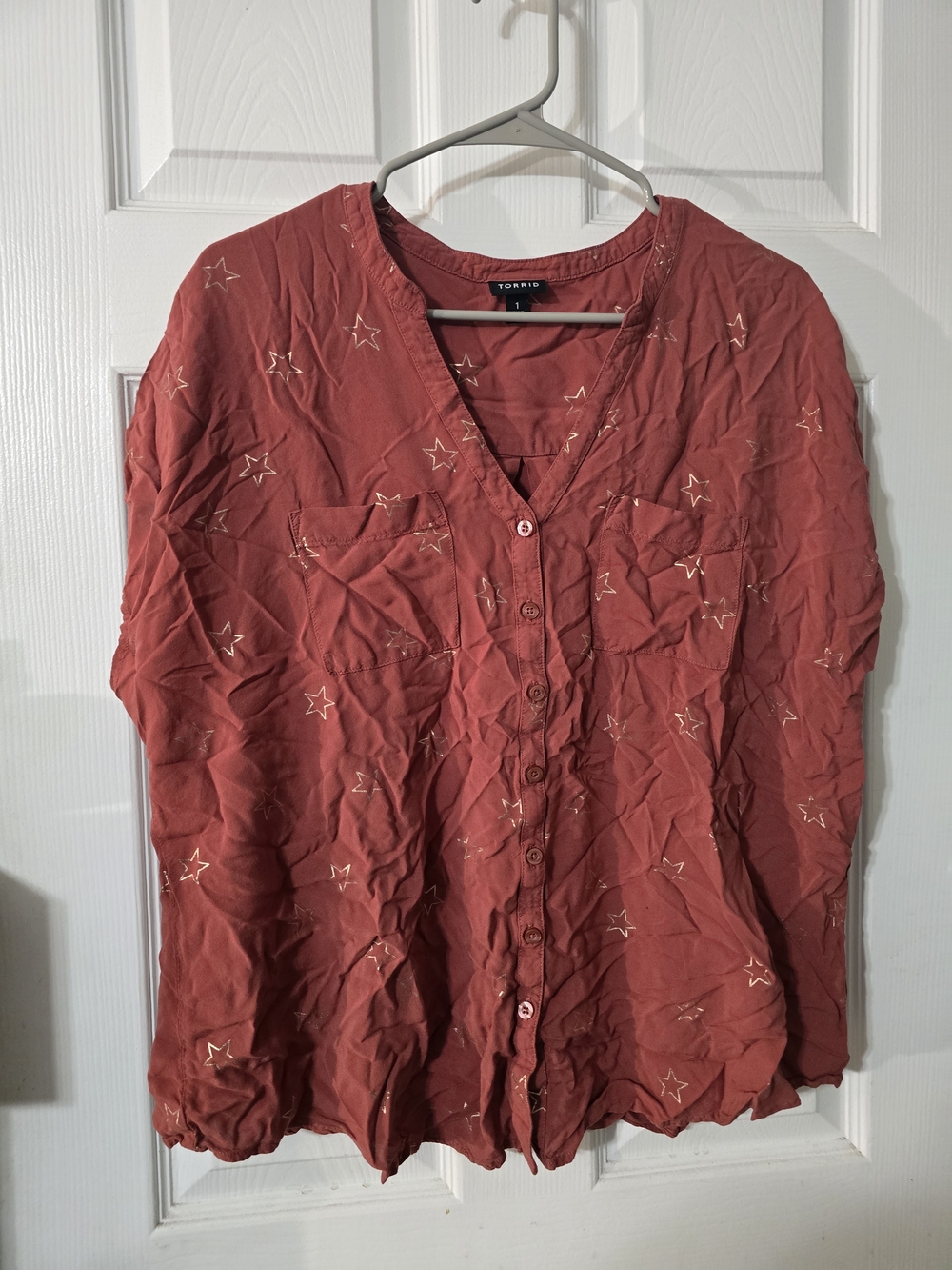 torrid Rust Star-Print Button Down Shirt